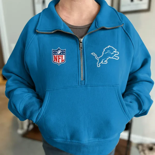 Detroit Lions NQKDGAT Women Half Zip Hoodie - Image 6