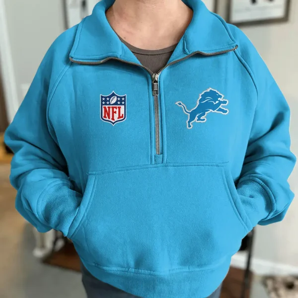 Detroit Lions NQKDGAT Women Half Zip Hoodie