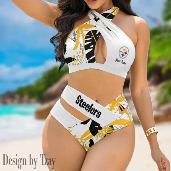 Pittsburgh Steelers Crossover Strap Bikini Set S9BCCB263