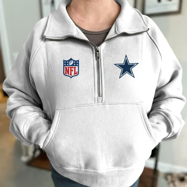 Dallas Cowboys USFAKIO Women Half Zip Hoodie - Image 2