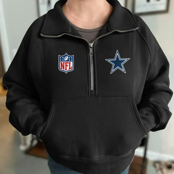 Dallas Cowboys USFAKIO Women Half Zip Hoodie - Image 3