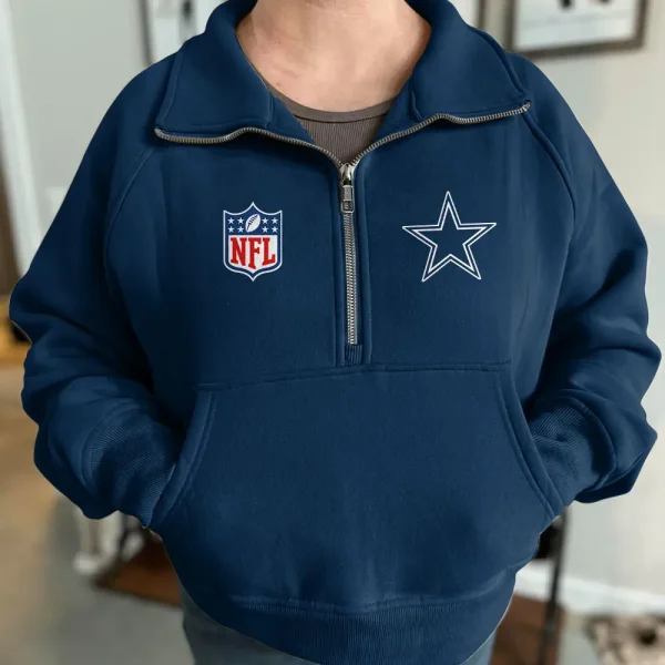 Dallas Cowboys USFAKIO Women Half Zip Hoodie