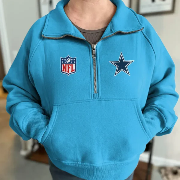 Dallas Cowboys USFAKIO Women Half Zip Hoodie - Image 4