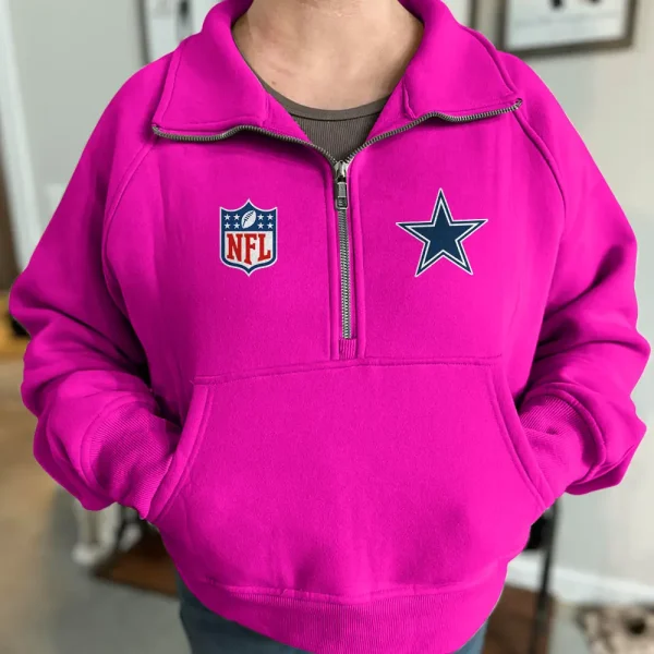 Dallas Cowboys USFAKIO Women Half Zip Hoodie - Image 5