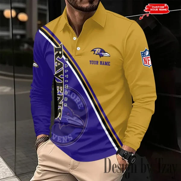 Baltimore Ravens Fashion Men's Business Long Sleeve T-Shirt SPTLSPS266 - Image 2