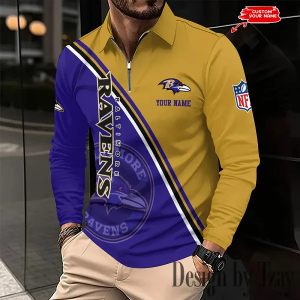 Baltimore Ravens Fashion Men's Business Long Sleeve T-Shirt SPTLSPS266