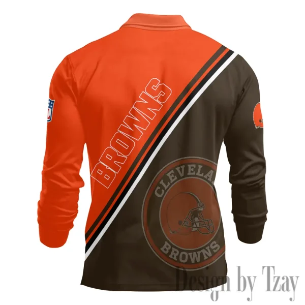 Cleveland Browns Fashion Men's Business Long Sleeve T-Shirt SPTLSPS271 - Image 3