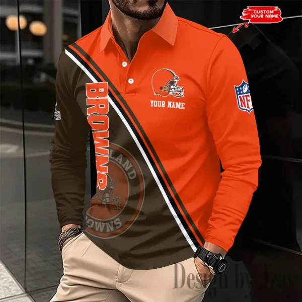 Cleveland Browns Fashion Men's Business Long Sleeve T-Shirt SPTLSPS271 - Image 2