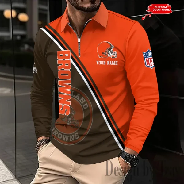 Cleveland Browns Fashion Men's Business Long Sleeve T-Shirt SPTLSPS271