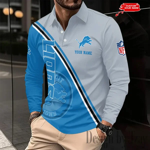 Detroit Lions Fashion Men's Business Long Sleeve T-Shirt SPTLSPS274