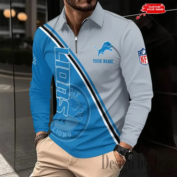 Detroit Lions Fashion Men's Business Long Sleeve T-Shirt SPTLSPS274 - Image 2