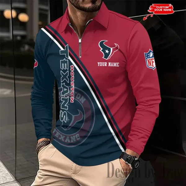 Houston Texans Fashion Men's Business Long Sleeve T-Shirt SPTLSPS276 - Image 2