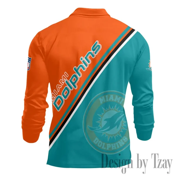 Miami Dolphins Fashion Men's Business Long Sleeve T-Shirt SPTLSPS283 - Image 3
