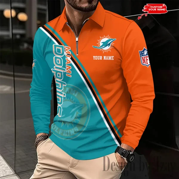Miami Dolphins Fashion Men's Business Long Sleeve T-Shirt SPTLSPS283
