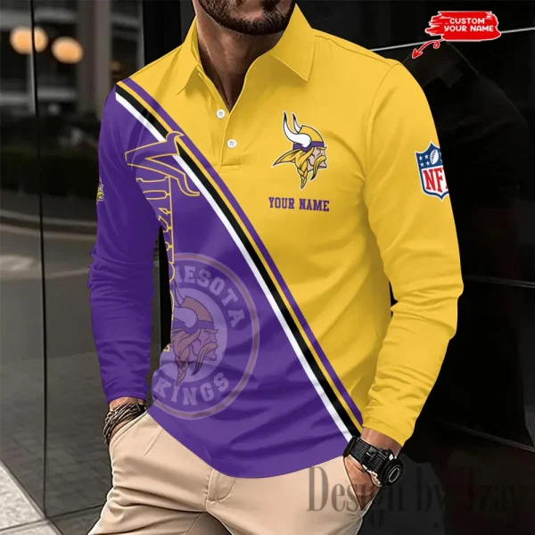 Minnesota Vikings Fashion Men's Business Long Sleeve T-Shirt SPTLSPS284 - Image 2