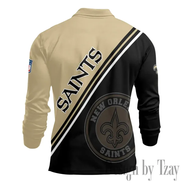 New Orleans Saints Fashion Men's Business Long Sleeve T-Shirt SPTLSPS286 - Image 3