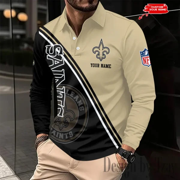 New Orleans Saints Fashion Men's Business Long Sleeve T-Shirt SPTLSPS286 - Image 2