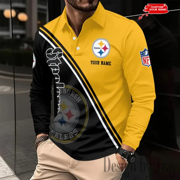Pittsburgh Steelers Fashion Men's Business Long Sleeve T-Shirt SPTLSPS290 - Image 2