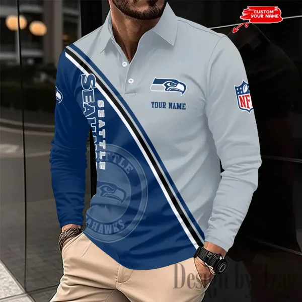 Seattle Seahawks Fashion Men's Business Long Sleeve T-Shirt SPTLSPS292