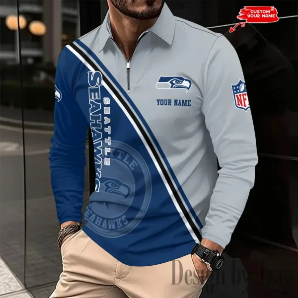 Seattle Seahawks Fashion Men's Business Long Sleeve T-Shirt SPTLSPS292 - Image 2