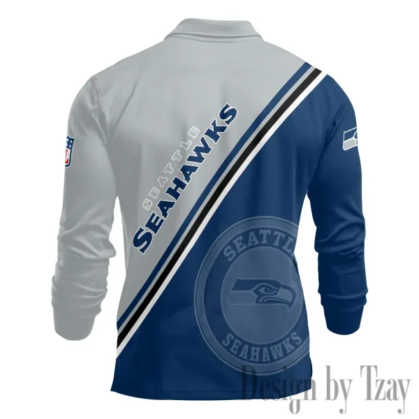 Seattle Seahawks Fashion Men's Business Long Sleeve T-Shirt SPTLSPS292 - Image 3