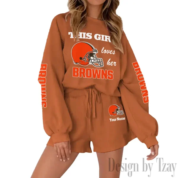 Cleveland Browns Fashionable Casual Women's Sweatsuit New 2025 SPTW2POSS040 - Image 2