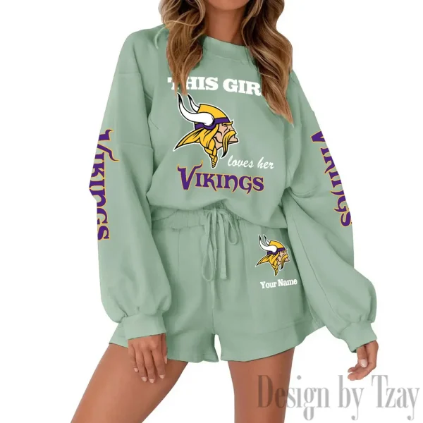 Minnesota Vikings Fashionable Casual Women's Sweatsuit New 2025 SPTW2POSS053