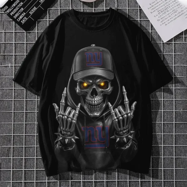 New York Giants Football US Team Black Skull Art Tshirt Best Gift For Fan AZTS1475