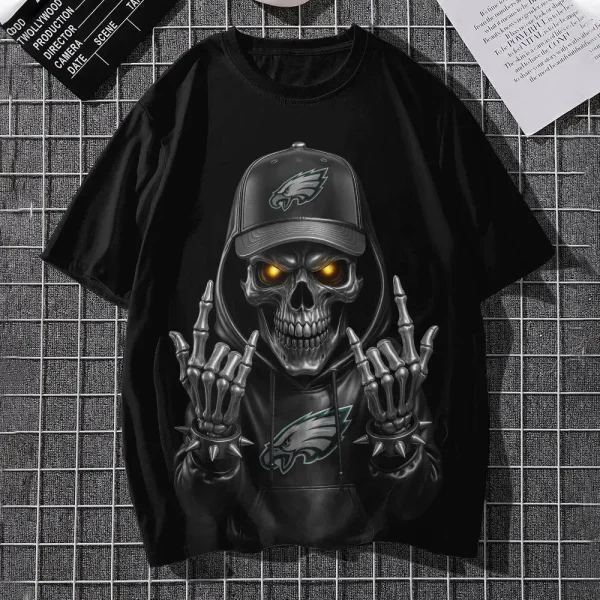 Philadelphia Eagles Football US Team Black Skull Art Tshirt Best Gift For Fan AZTS1478