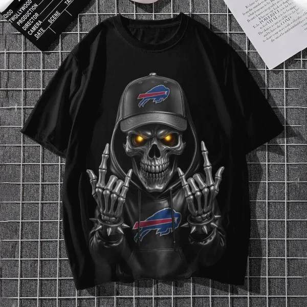 Buffalo Bills Football US Team Black Skull Art Tshirt Best Gift For Fan AZTS1480