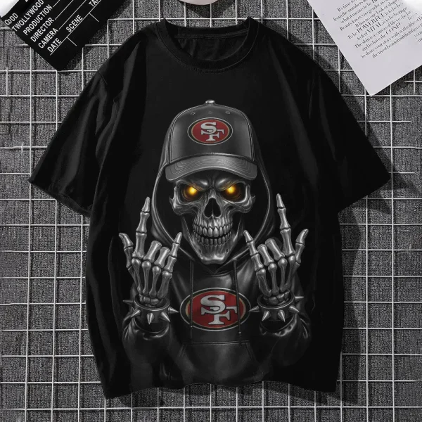 San Francisco 49ers Football US Team Black Skull Art Tshirt Best Gift For Fan AZTS1490