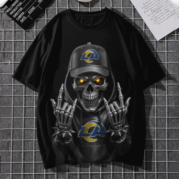 Los Angeles Rams Football US Team Black Skull Art Tshirt Best Gift For Fan AZTS1492