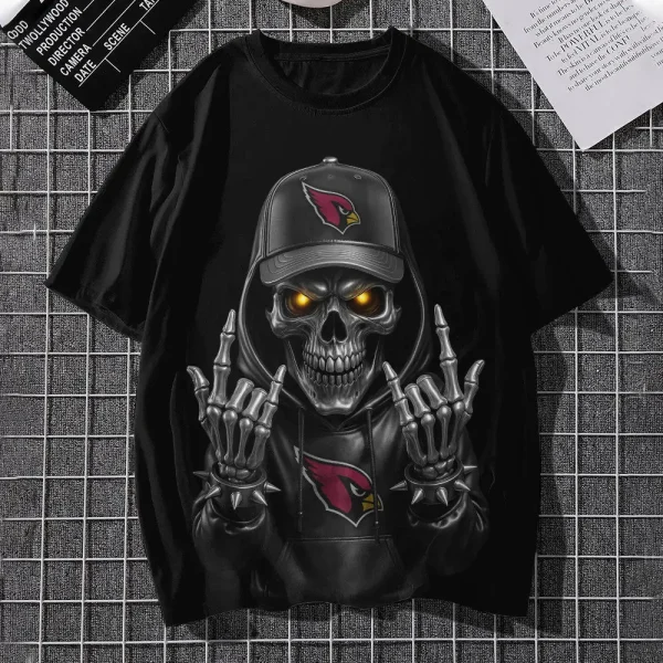 Arizona Cardinals Football US Team Black Skull Art Tshirt Best Gift For Fan AZTS1494
