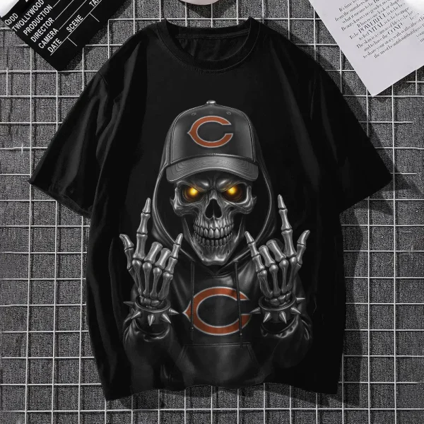 Chicago Bears Football US Team Black Skull Art Tshirt Best Gift For Fan AZTS1497