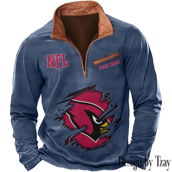 Arizona Cardinals New Polo Outdoor Casual Daily Streetwear Long Sleeve Turndown Zip SPTZSW001