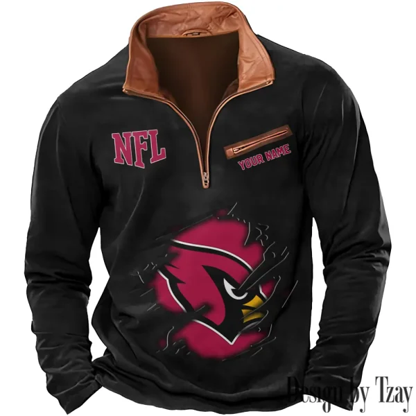 Arizona Cardinals New Polo Outdoor Casual Daily Streetwear Long Sleeve Turndown Zip SPTZSW001 - Image 7