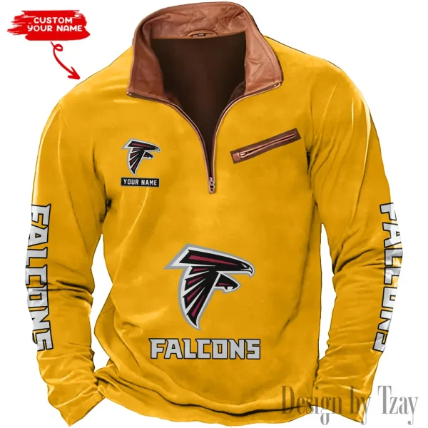 Atlanta Falcons New Polo Outdoor Casual Daily Streetwear Long Sleeve Turndown Zip SPTZSW034 - Image 3