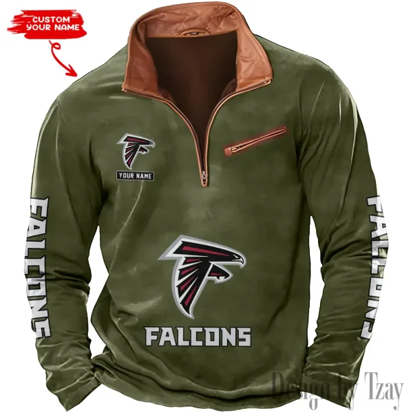 Atlanta Falcons New Polo Outdoor Casual Daily Streetwear Long Sleeve Turndown Zip SPTZSW034 - Image 5