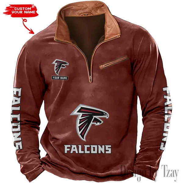 Atlanta Falcons New Polo Outdoor Casual Daily Streetwear Long Sleeve Turndown Zip SPTZSW034 - Image 6