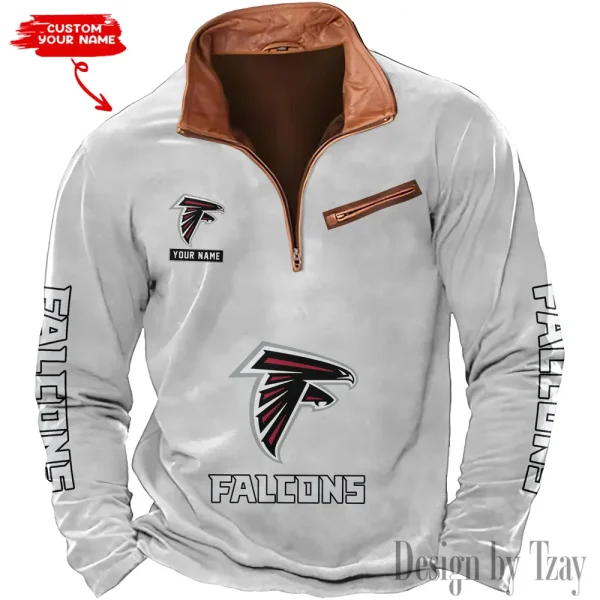 Atlanta Falcons New Polo Outdoor Casual Daily Streetwear Long Sleeve Turndown Zip SPTZSW034 - Image 7