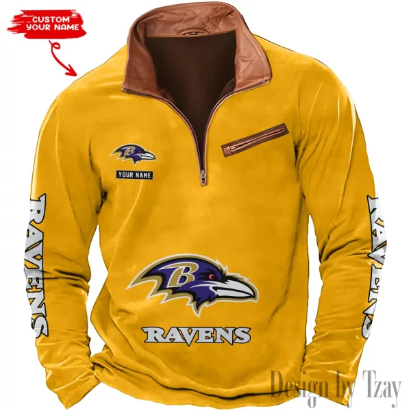 Baltimore Ravens New Polo Outdoor Casual Daily Streetwear Long Sleeve Turndown Zip SPTZSW035 - Image 5