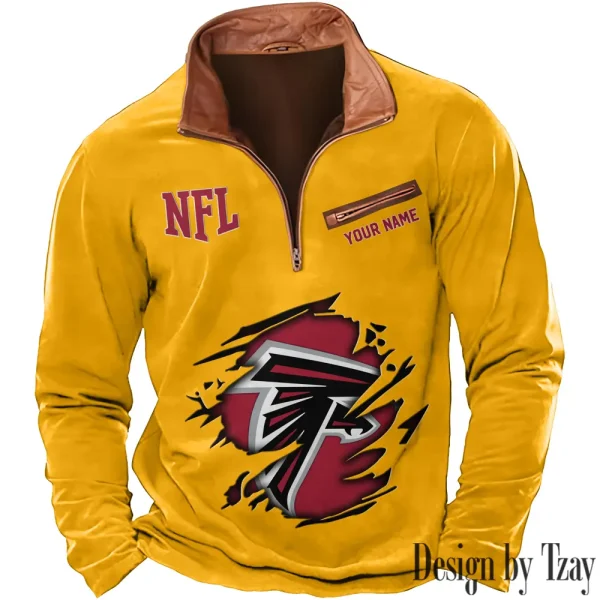 Atlanta Falcons New Polo Outdoor Casual Daily Streetwear Long Sleeve Turndown Zip SPTZSW002 - Image 3
