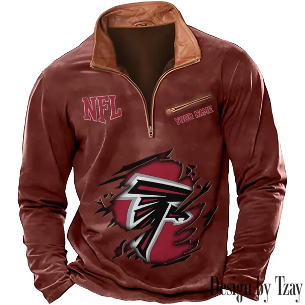 Atlanta Falcons New Polo Outdoor Casual Daily Streetwear Long Sleeve Turndown Zip SPTZSW002 - Image 2