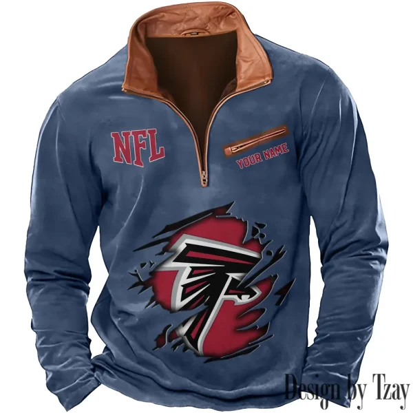 Atlanta Falcons New Polo Outdoor Casual Daily Streetwear Long Sleeve Turndown Zip SPTZSW002 - Image 4