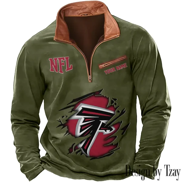 Atlanta Falcons New Polo Outdoor Casual Daily Streetwear Long Sleeve Turndown Zip SPTZSW002 - Image 5