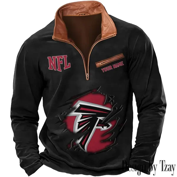 Atlanta Falcons New Polo Outdoor Casual Daily Streetwear Long Sleeve Turndown Zip SPTZSW002