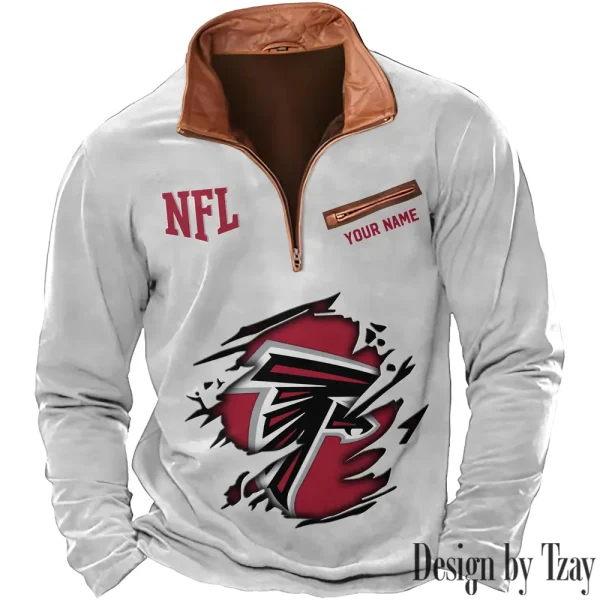 Atlanta Falcons New Polo Outdoor Casual Daily Streetwear Long Sleeve Turndown Zip SPTZSW002 - Image 6