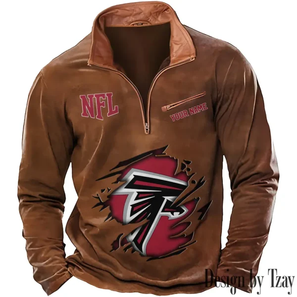 Atlanta Falcons New Polo Outdoor Casual Daily Streetwear Long Sleeve Turndown Zip SPTZSW002 - Image 7