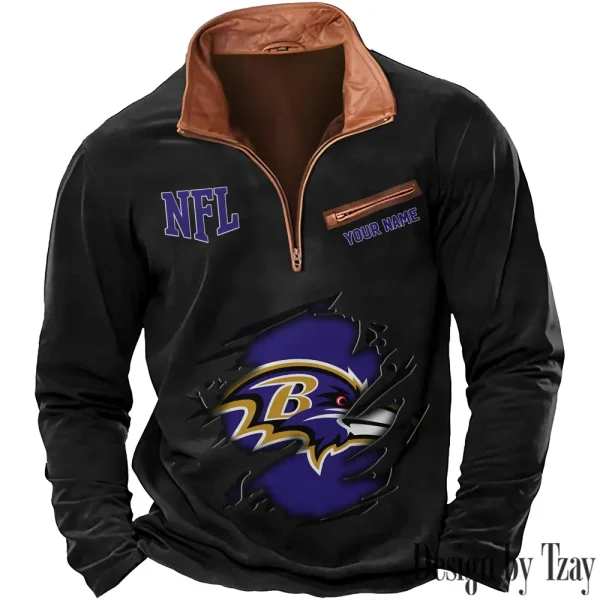 Baltimore Ravens New Polo Outdoor Casual Daily Streetwear Long Sleeve Turndown Zip SPTZSW003 - Image 4