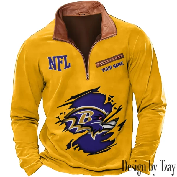 Baltimore Ravens New Polo Outdoor Casual Daily Streetwear Long Sleeve Turndown Zip SPTZSW003 - Image 5